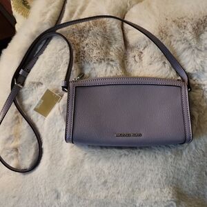 NWT Michael Kors Purple Leather Crossbody Bag with Silver Hardware